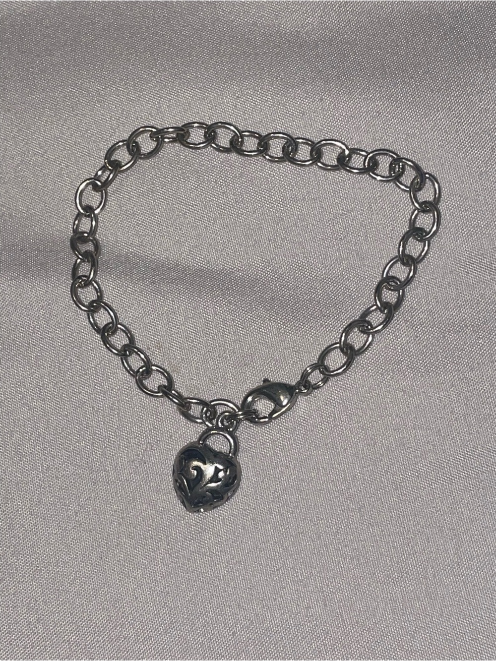 Lia Sophia Silver Heart Charm Link Bracelet